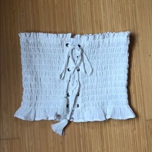 White smocked tube top